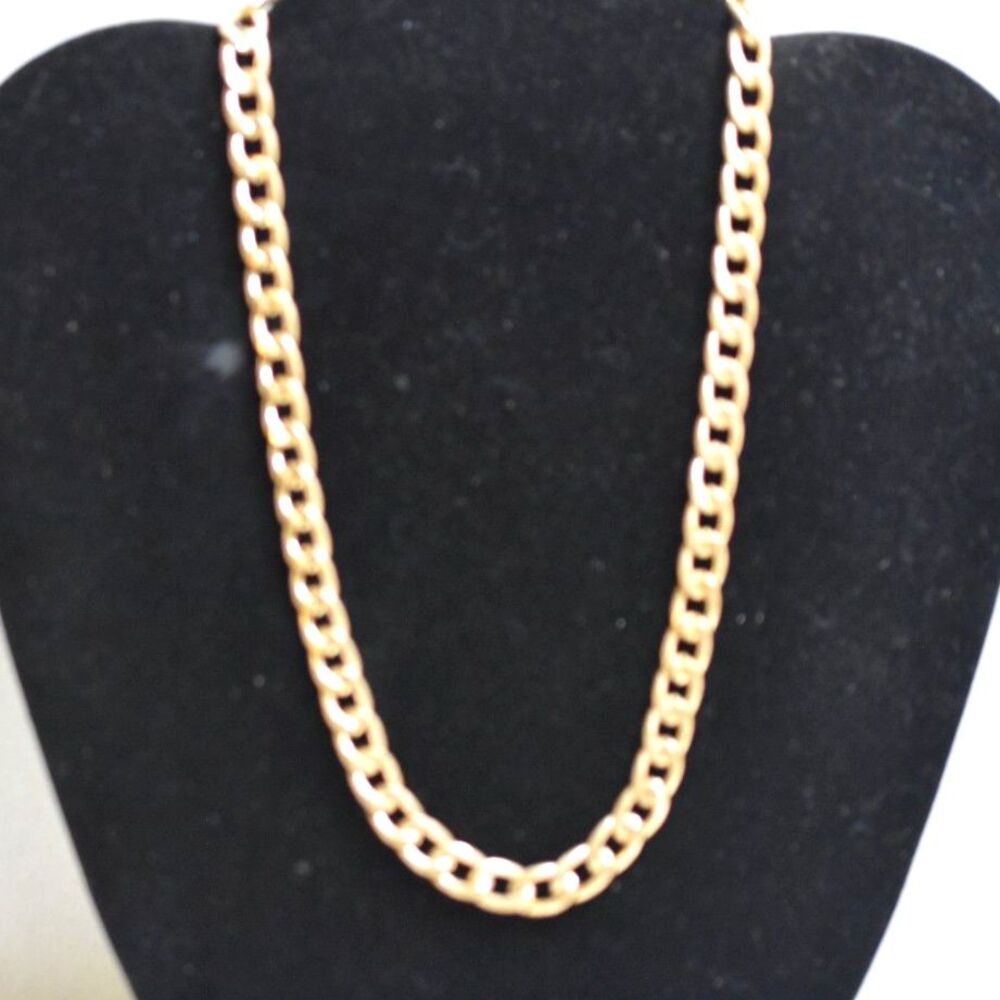 NIP Curb Chain Gold Tone Metal  HipHop Punk Unisex 17" Necklace